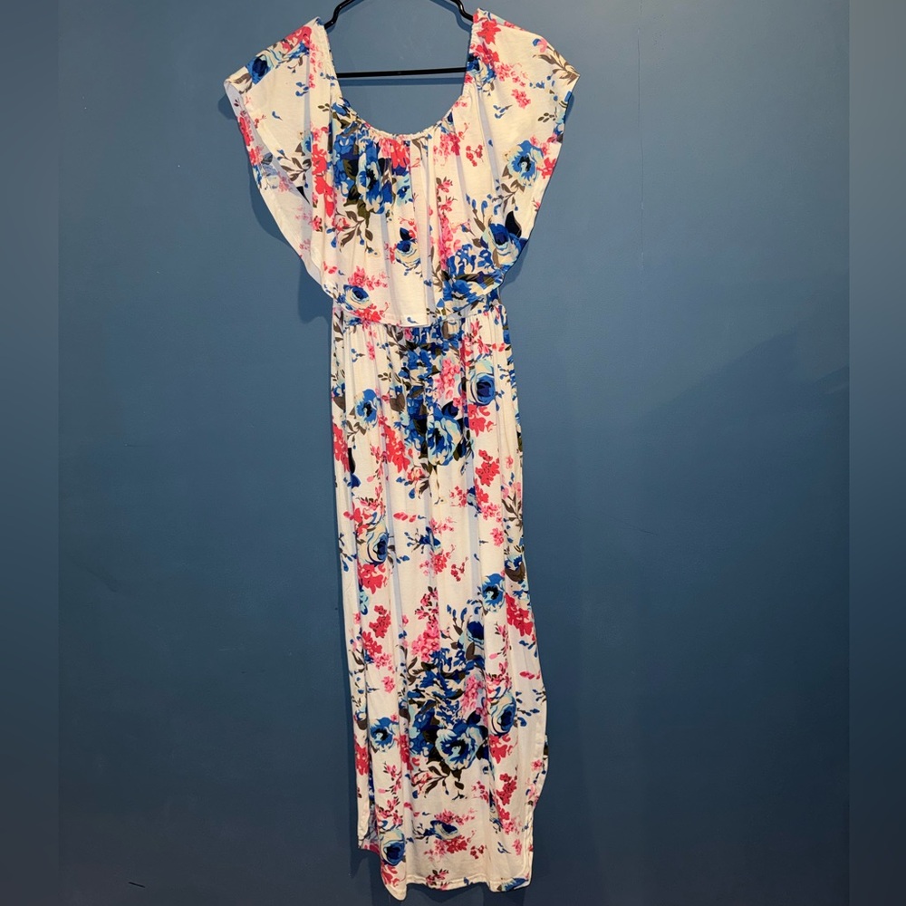 Blue and Pink Floral Maxi Dress - S - Picture 2 of 5